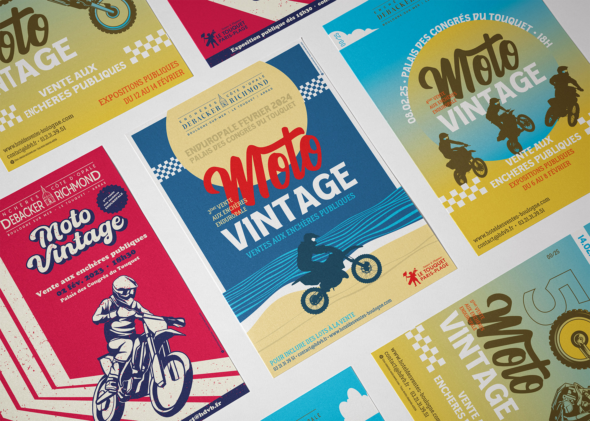Création affiche Enduropale Moto Vintage · Affiche collector Moto Vintage Enduropale · Affiche numérotée vente aux enchères Enduropale · Création graphique Moto Vintage Enduropale · Affiche vente de motos de collection au Touquet · Affiche Hôtel des Ventes de Boulogne-sur-Mer · Communication print pour la vente Moto Vintage Enduropale