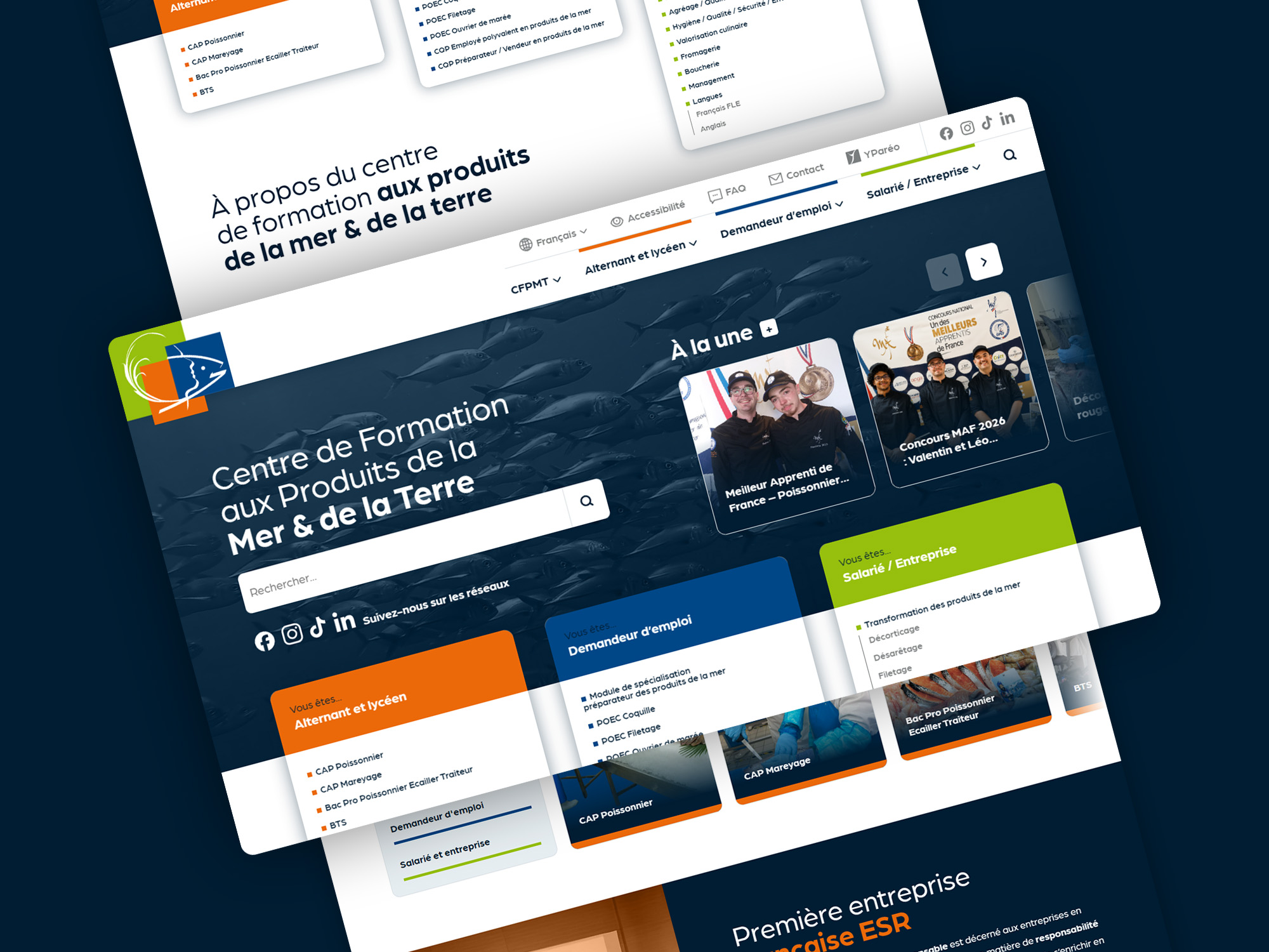 Refonte du site web du CFPMT Boulogne-sur-Mer · Formations du CFPMT par profil · Site du centre de formation CFPMT · Développement de l’accessibilité du site CFPMT