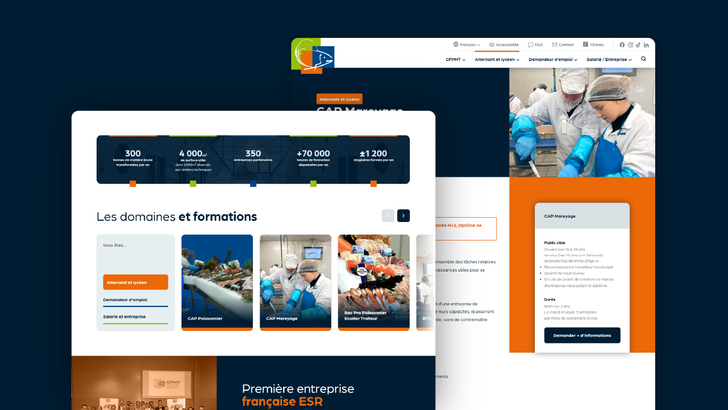 Refonte du site web du CFPMT Boulogne-sur-Mer · Formations du CFPMT par profil · Site du centre de formation CFPMT · Développement de l’accessibilité du site CFPMT
