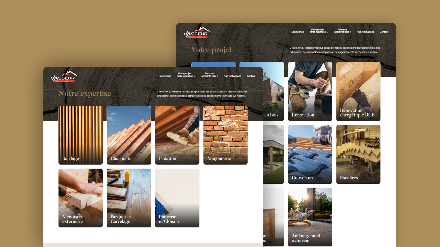 Refonte du site de Maisons Vasseur ossature bois · Site web du constructeur Maisons Vasseur · Réalisation de maison à ossature bois par Maisons Vasseur · Expertises et savoir-faire de Maisons Vasseur · Réalisations dynamiques du site Maisons Vasseur