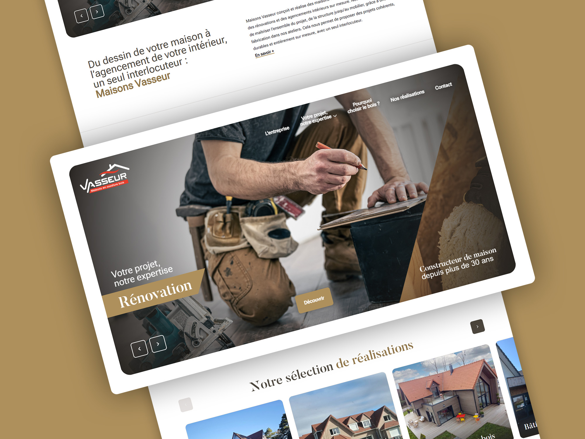 Refonte du site de Maisons Vasseur ossature bois · Site web du constructeur Maisons Vasseur · Réalisation de maison à ossature bois par Maisons Vasseur · Expertises et savoir-faire de Maisons Vasseur · Réalisations dynamiques du site Maisons Vasseur